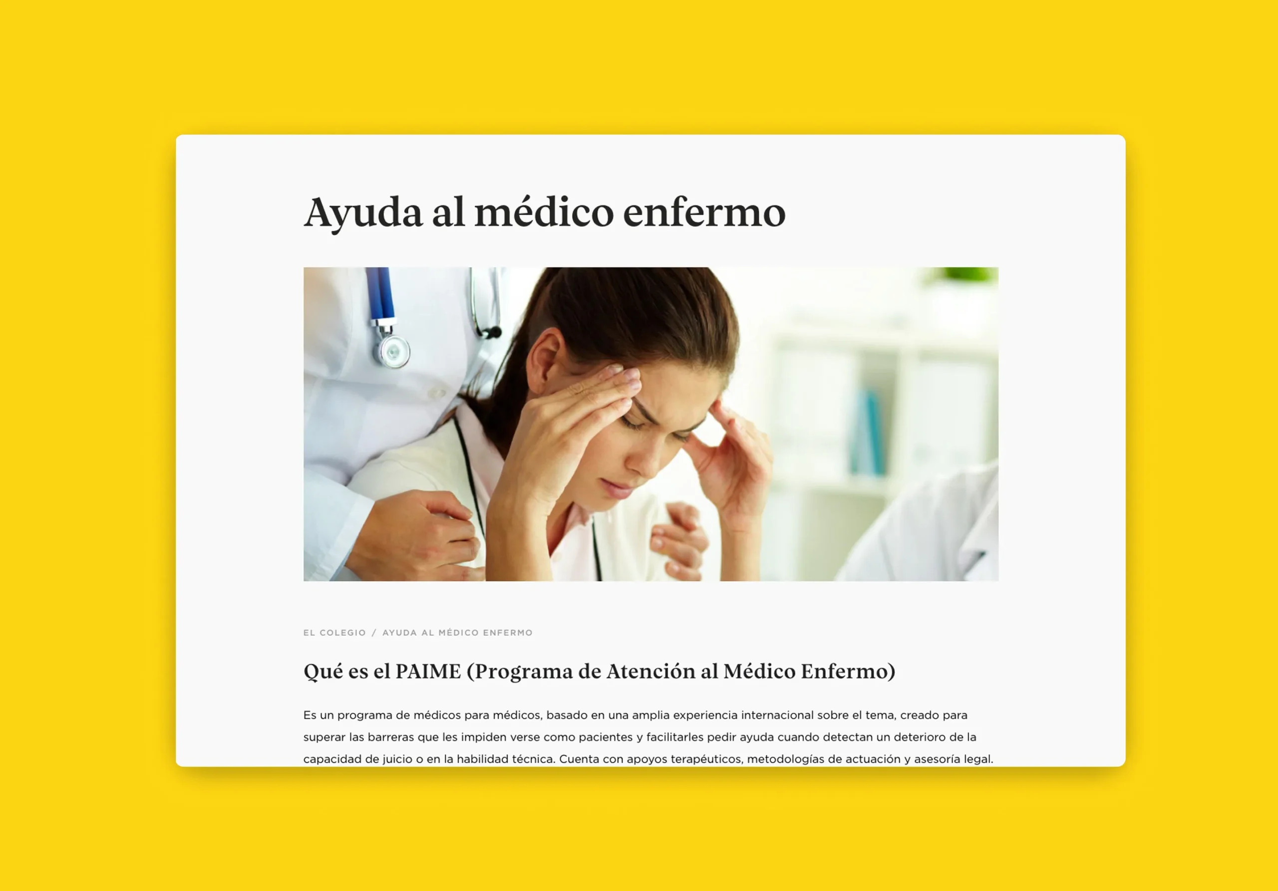 Diseño web institucional para el Colegio de Médicos de Almería, proyecto realizado desde Almería y Santiago de Chile