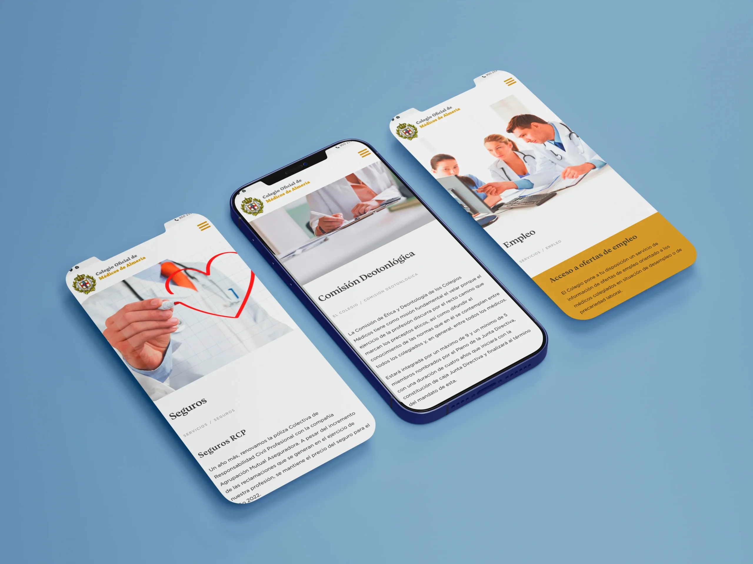 Diseño web institucional para el Colegio de Médicos de Almería, proyecto realizado desde Almería y Santiago de Chile