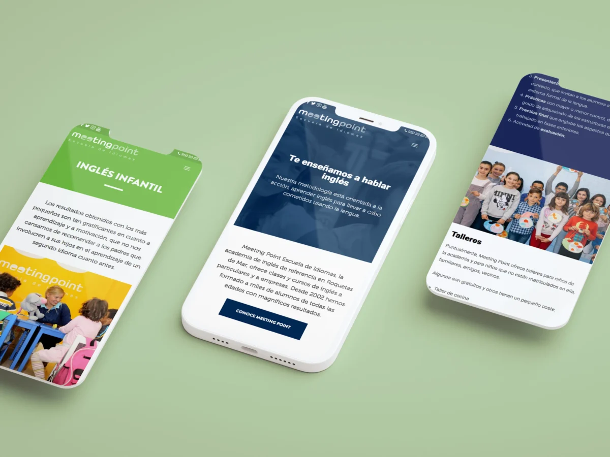 Diseño de paginas web, identidad visual, redes sociales, logotipo y comunicación para academia de clases de inglés en Roquetas (Almería)