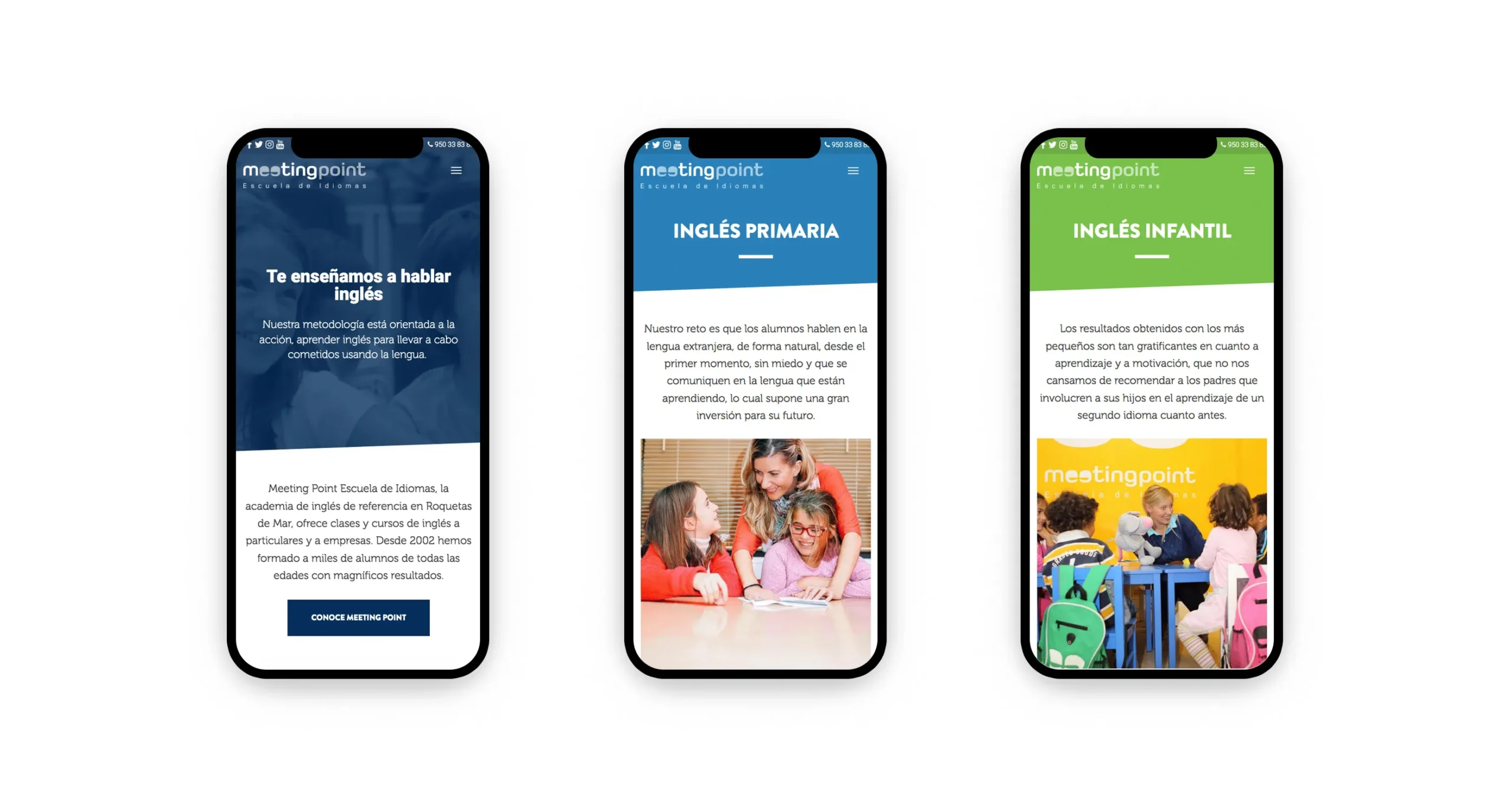 Diseño de paginas web, identidad visual, redes sociales, logotipo y comunicación para academia de clases de inglés en Roquetas (Almería)