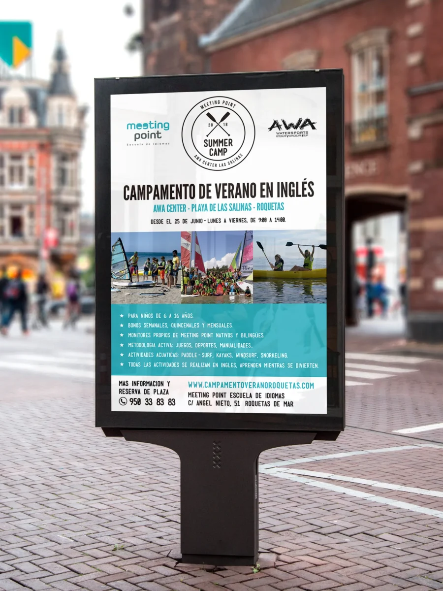 Diseño de paginas web, identidad visual, redes sociales, logotipo y comunicación para academia de clases de inglés en Roquetas (Almería)