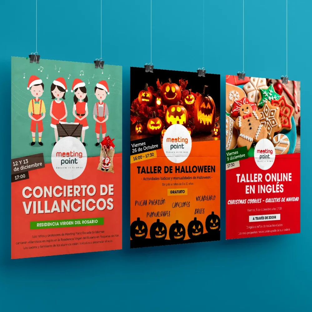 Diseño de paginas web, identidad visual, redes sociales, logotipo y comunicación para academia de clases de inglés en Roquetas (Almería)