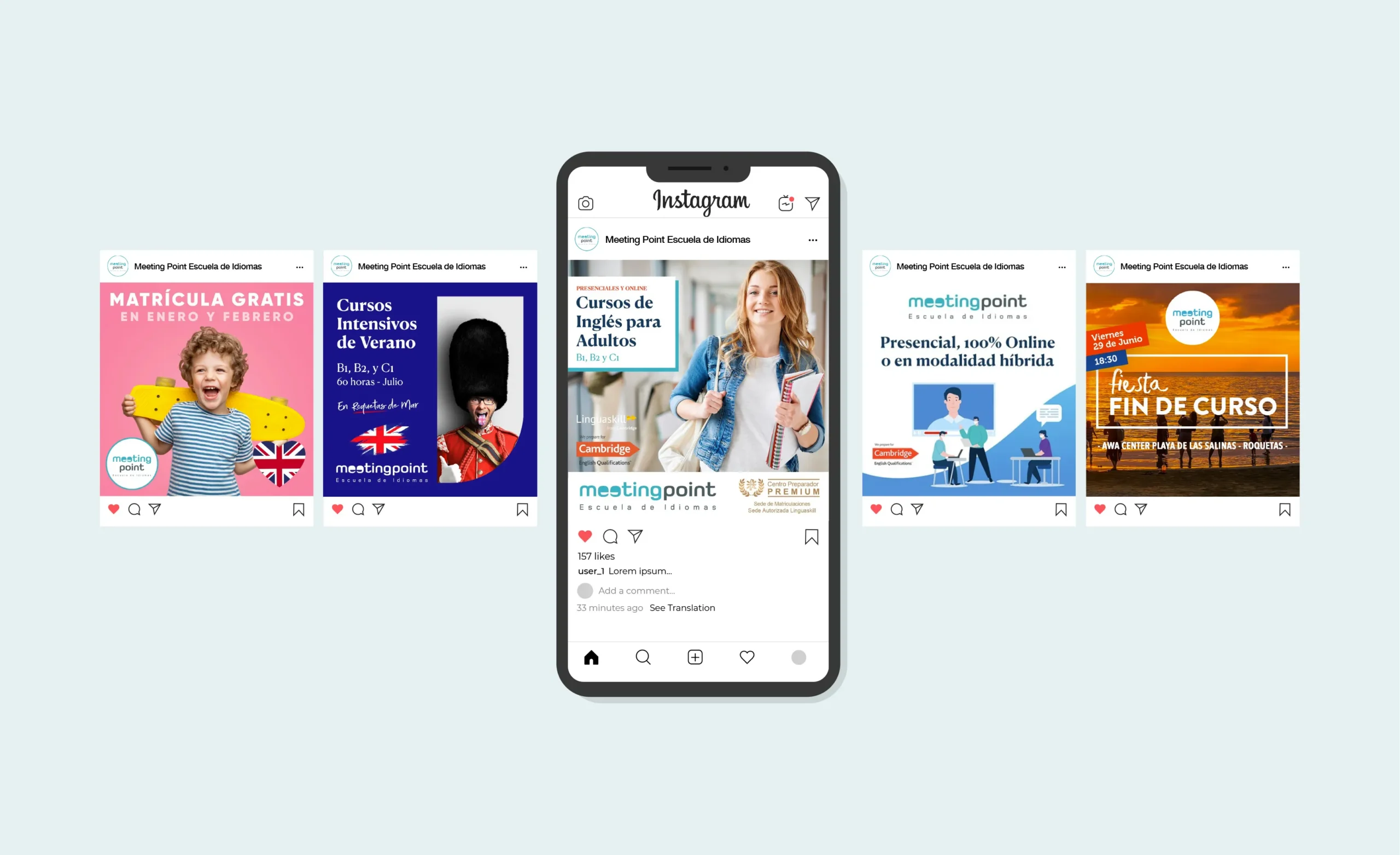 Diseño de paginas web, identidad visual, redes sociales, logotipo y comunicación para academia de clases de inglés en Roquetas (Almería)