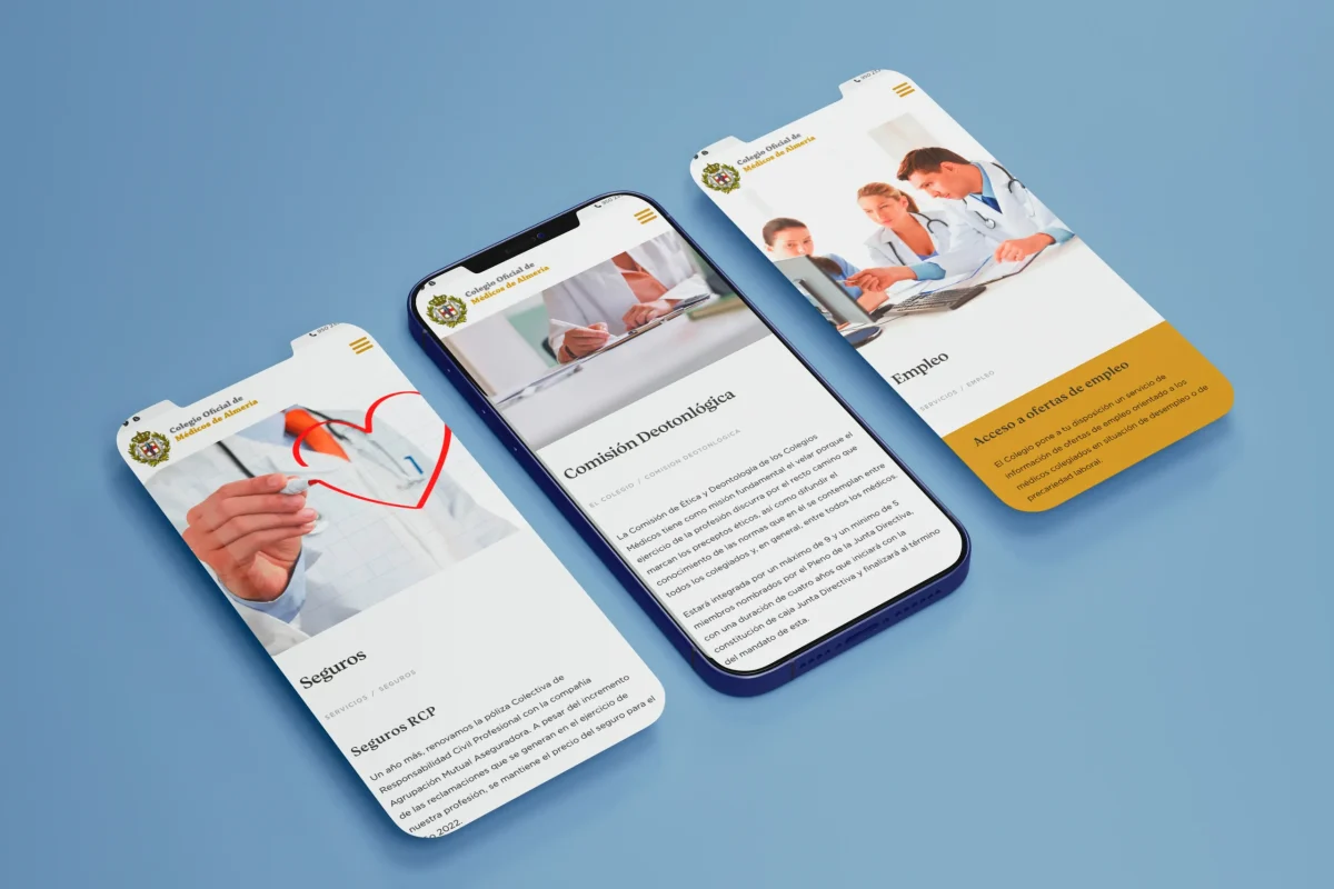 Diseño web institucional para el Colegio de Médicos de Almería, proyecto realizado desde Almería y Santiago de Chile