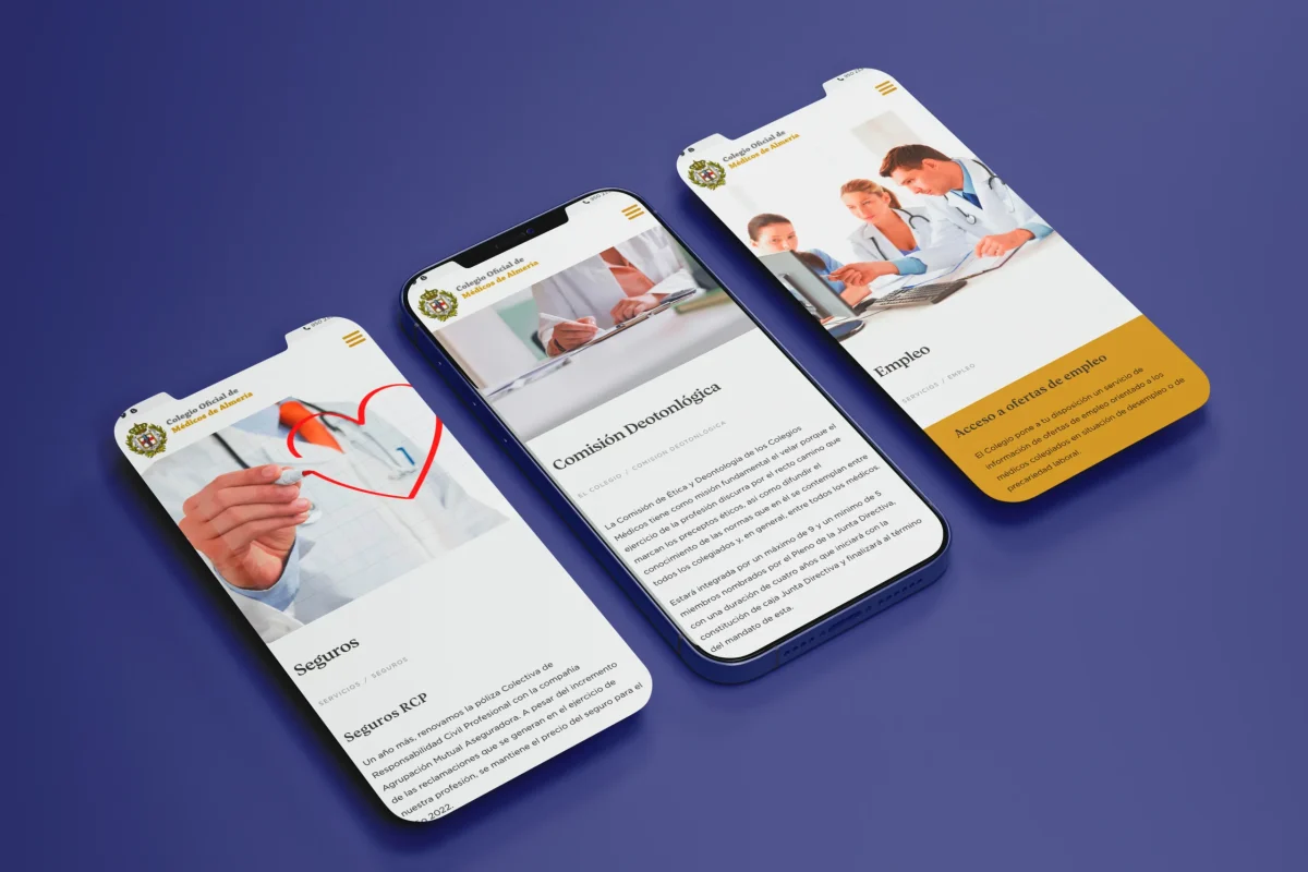 Diseño web institucional para el Colegio de Médicos de Almería, proyecto realizado desde Almería y Santiago de Chile