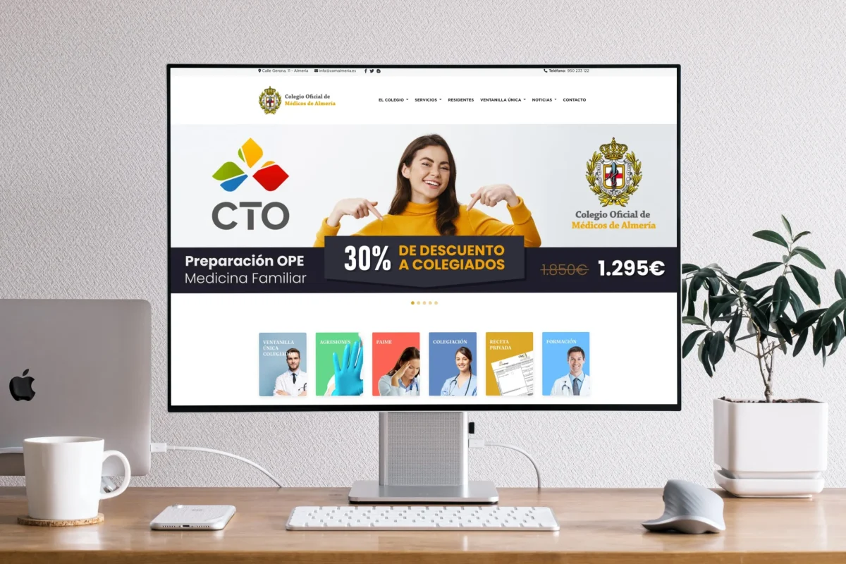 Diseño web institucional para el Colegio de Médicos de Almería, proyecto realizado desde Almería y Santiago de Chile